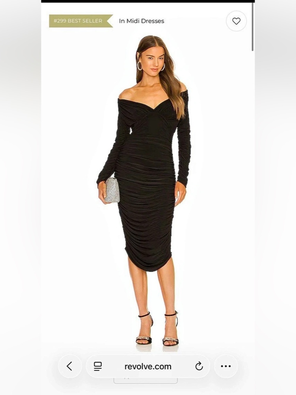 Norma Kamali Long Sleeve Tara Dress Ruched Black XS (NWT)